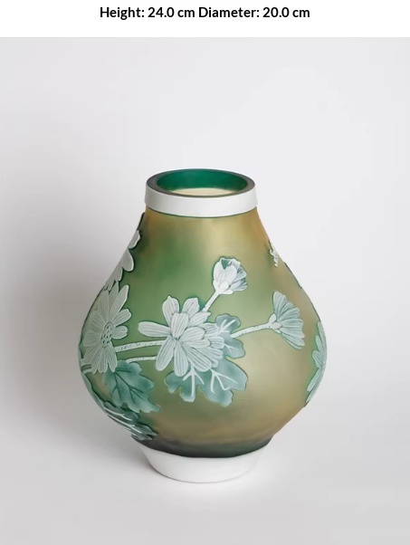 Ge Lei Vintage Spring Chamomile Peony Hand-Carved Relief Vase Ornament