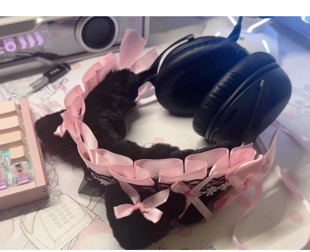 Cat Ear Headband Plush Headphone Cover