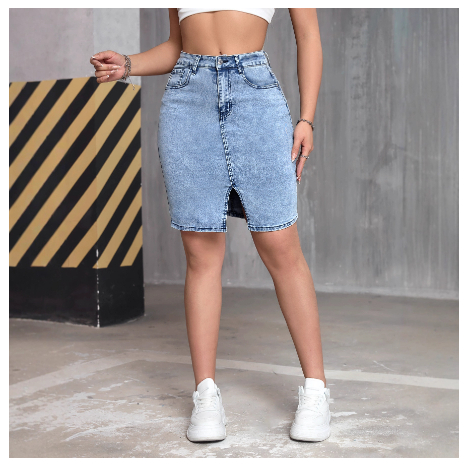 Womens Stretchy Slit Denim Skirt