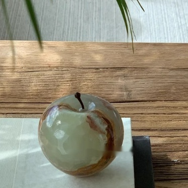 Stylish Natural Marble And Jade Apple Ornament