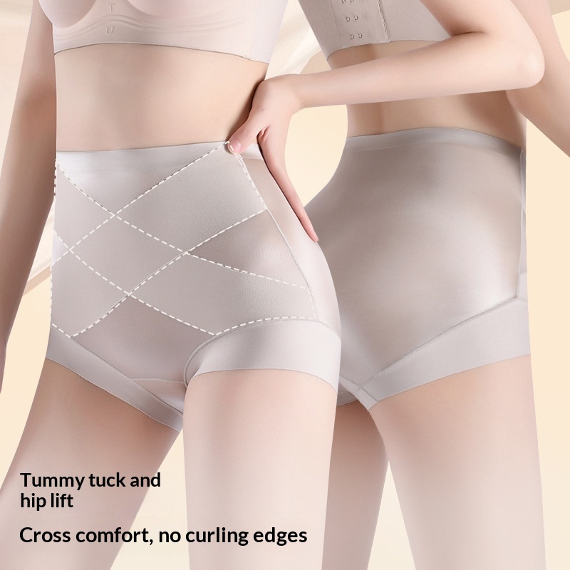 Womens Mid-to-High-Waist Seamless Light-Shaping Butt-Lifting Ultra-Thin Silk-Crotch Underwear