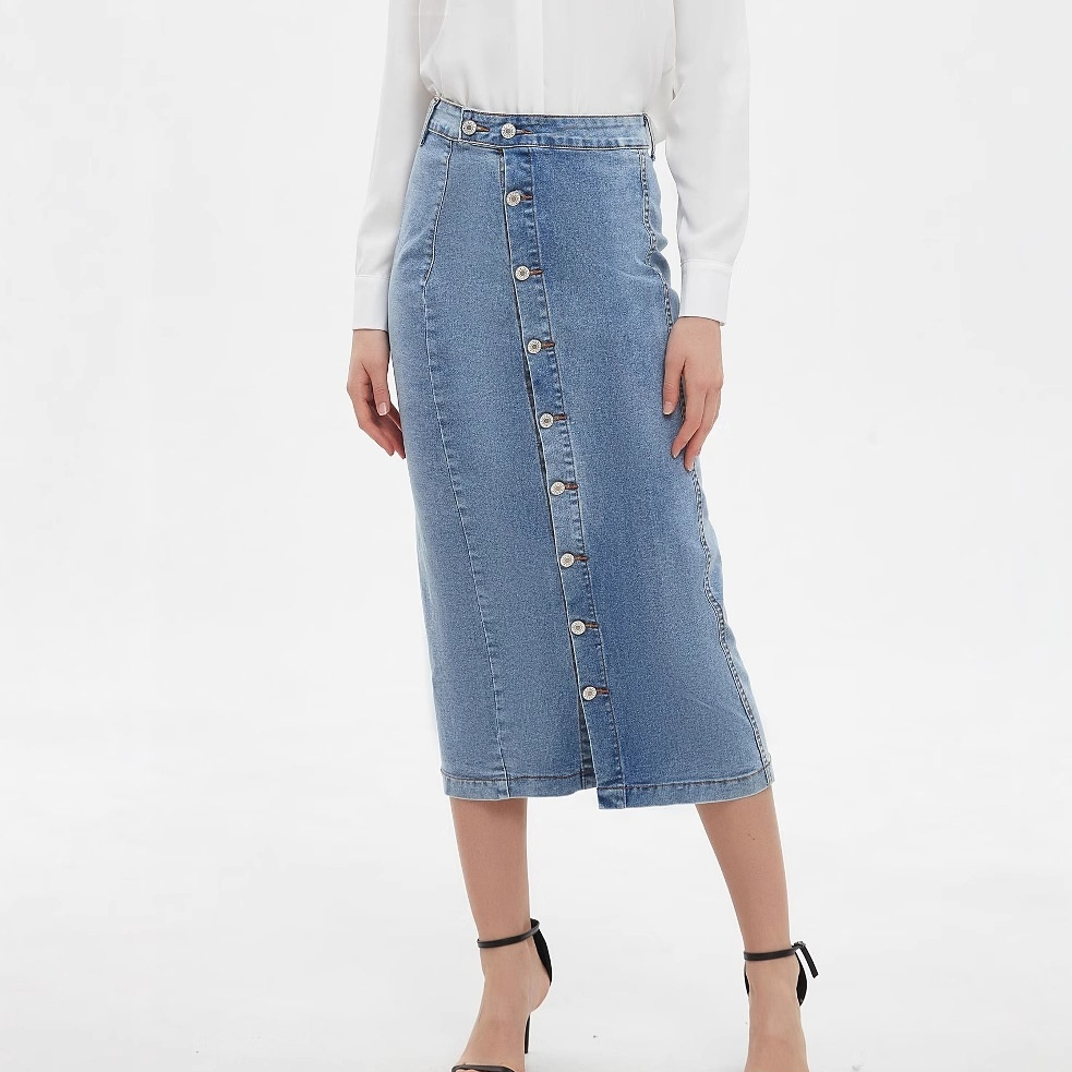High-waisted Stretchy Fashionable Casual Denim Skirt