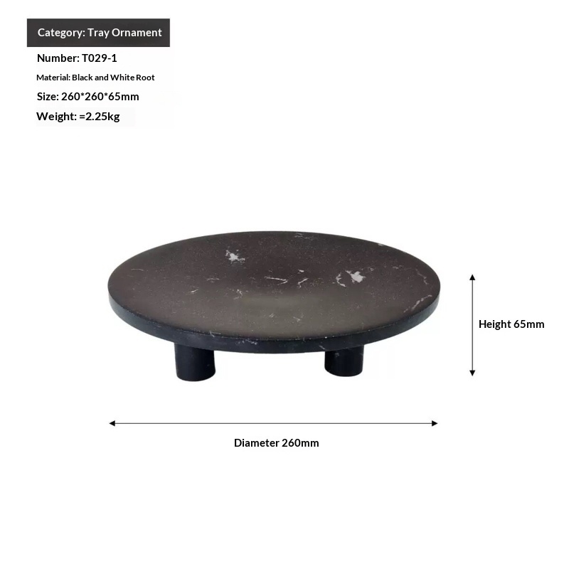 Light-luxury Marble High-foot Decorative Storage Tray For Soft Furnishings