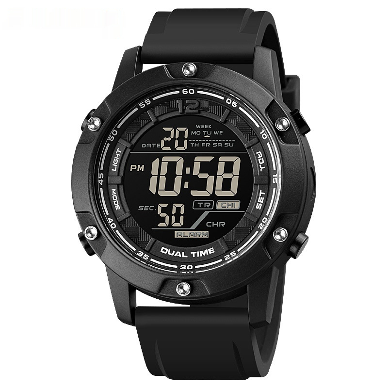 Mens Sports Electronic Silicone Strap Watch A Multifunctional