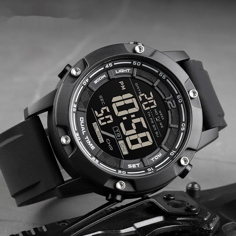 Mens Sports Electronic Silicone Strap Watch A Multifunctional