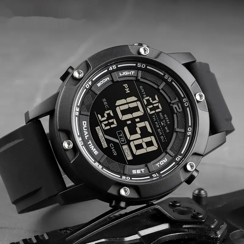 Mens Sports Electronic Silicone Strap Watch A Multifunctional