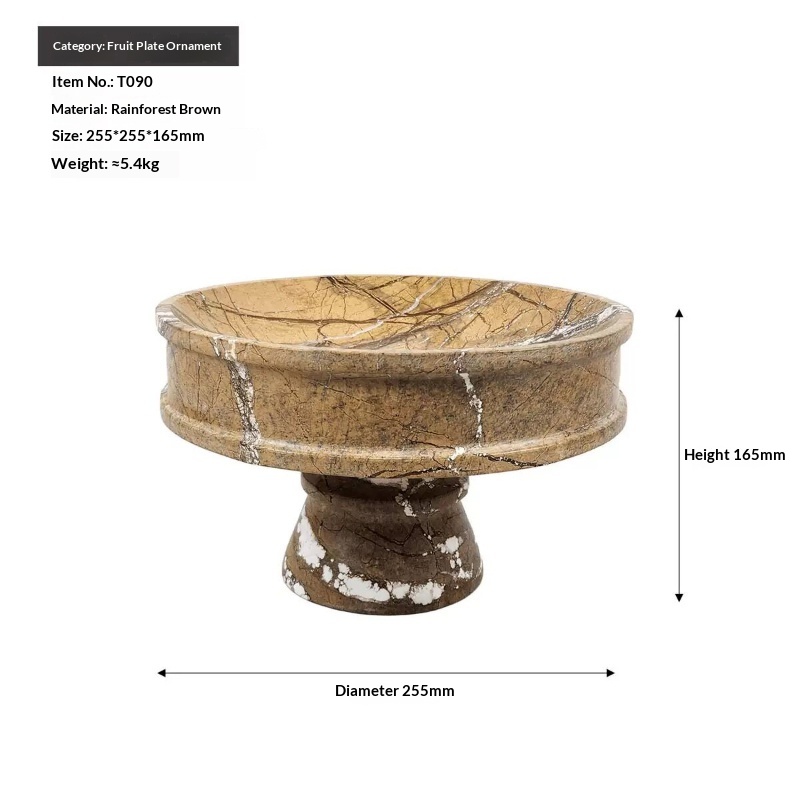 Light-luxury Marble High-foot Decorative Storage Tray For Soft Furnishings
