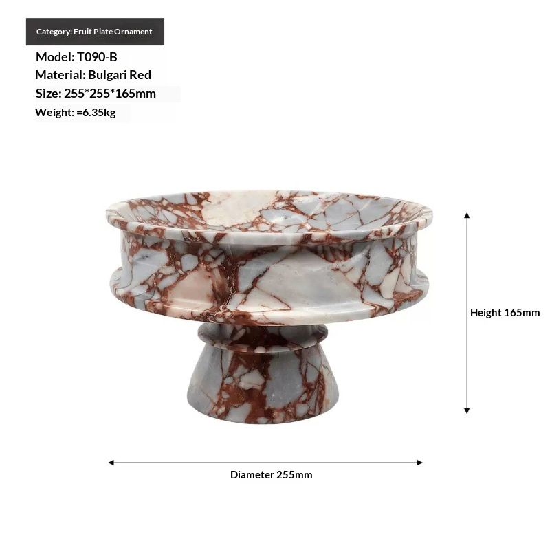 Light-luxury Marble High-foot Decorative Storage Tray For Soft Furnishings
