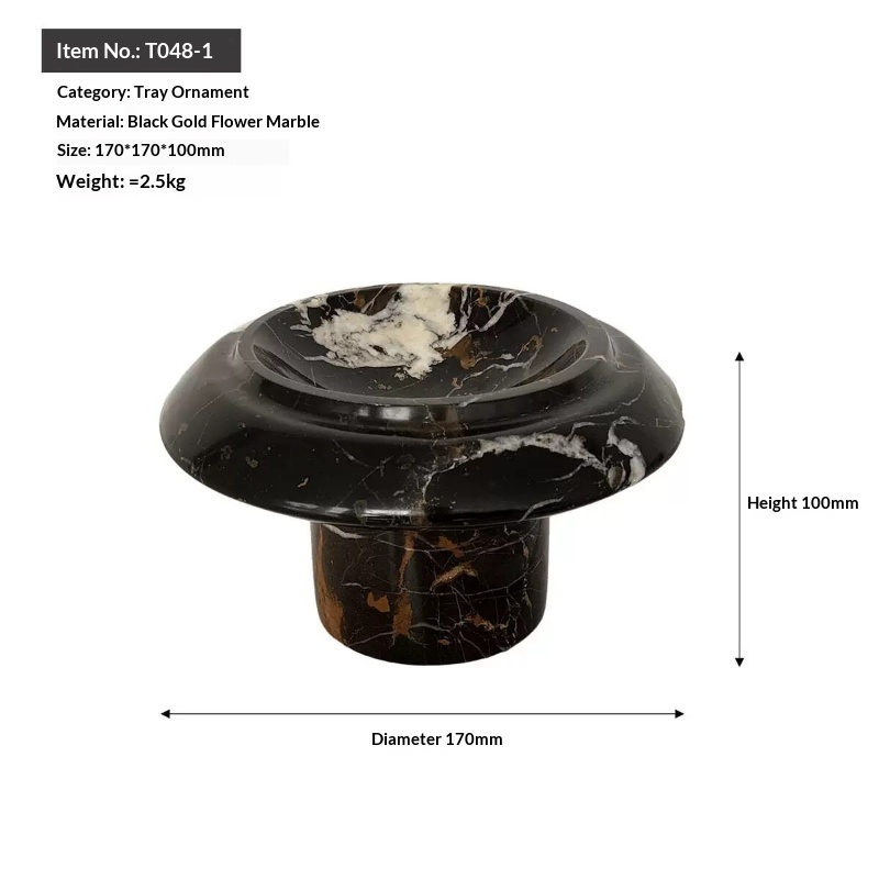 Light-luxury Marble High-foot Decorative Storage Tray For Soft Furnishings