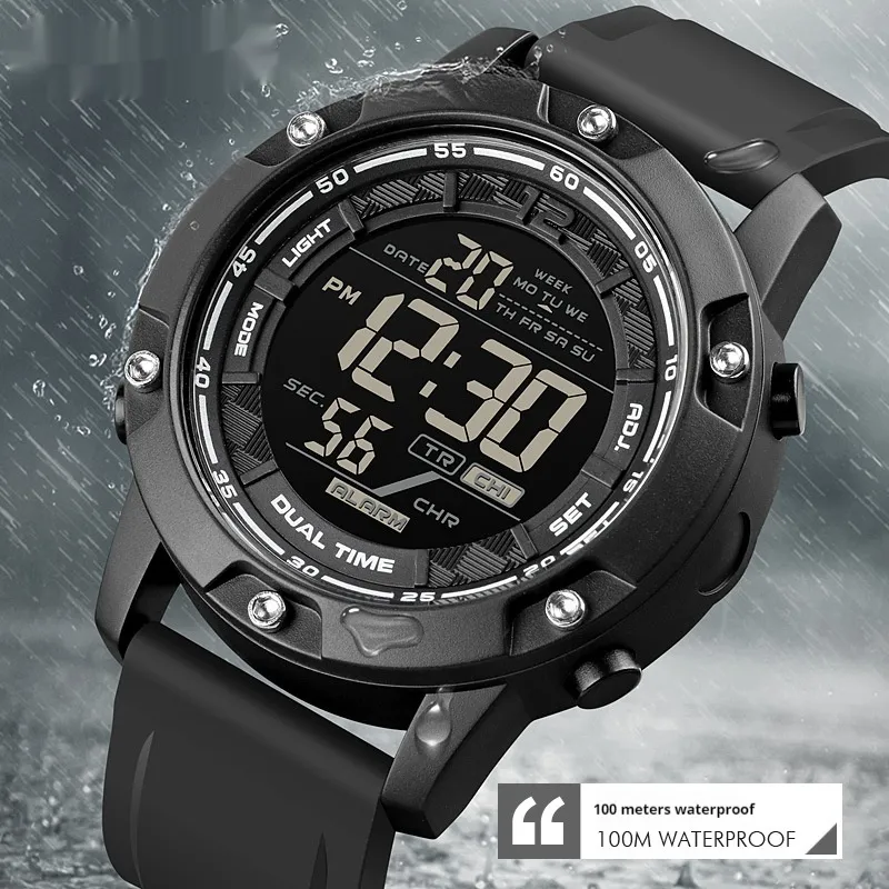 Mens Sports Electronic Silicone Strap Watch