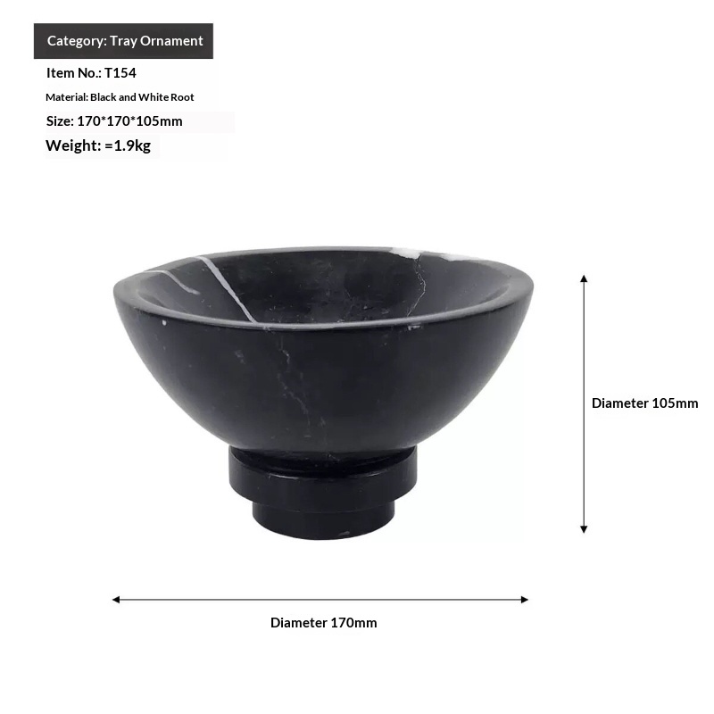 Light-luxury Marble High-foot Decorative Storage Tray For Soft Furnishings