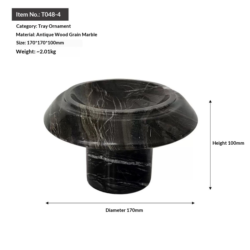 Light-luxury Marble High-foot Decorative Storage Tray For Soft Furnishings