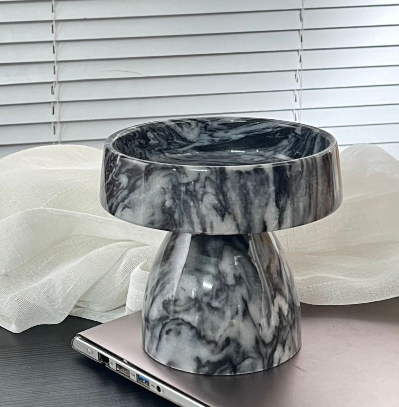 Light-luxury Marble High-foot Decorative Storage Tray For Soft Furnishings