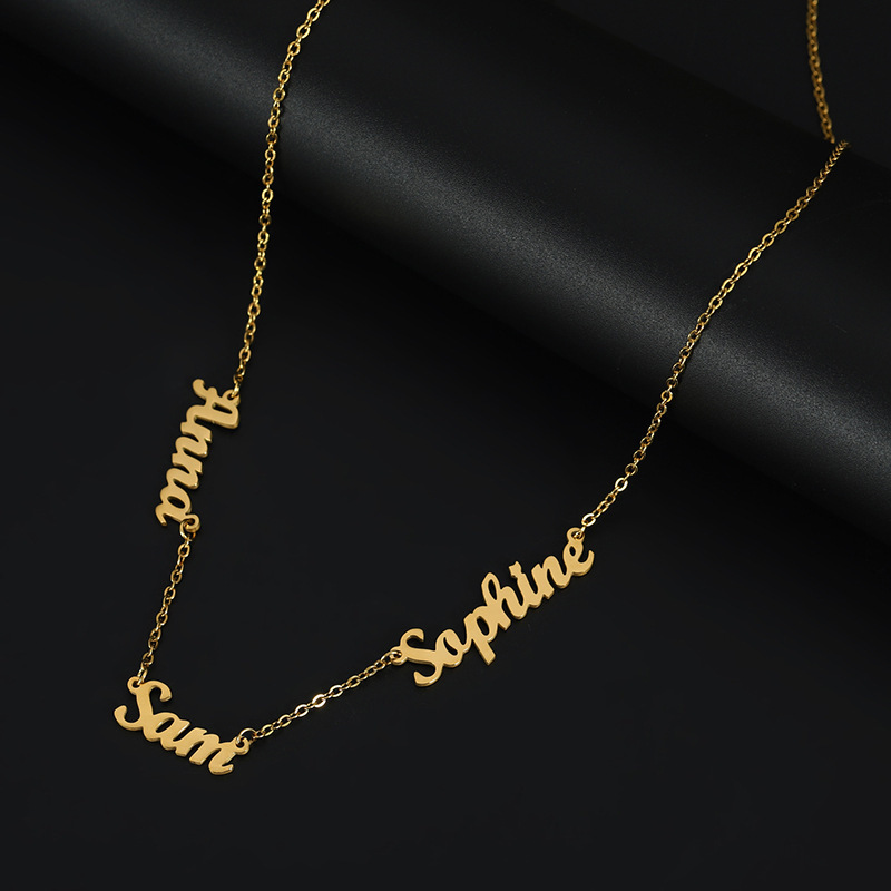 Personalized DIY Necklace With Name And Lock Steel Collar Chain
