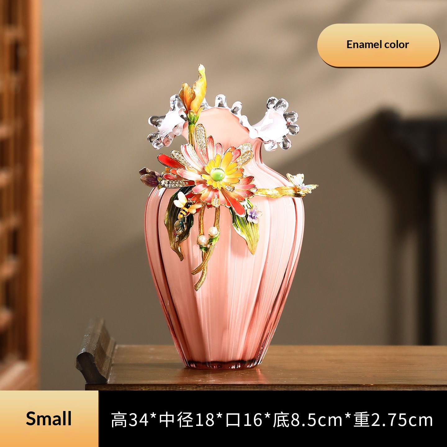 New Chinese-style Enamel-glazed Glass Vase Ornament