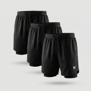 Men Athletic Heat Trapping Sauna Shorts 3-pack Black