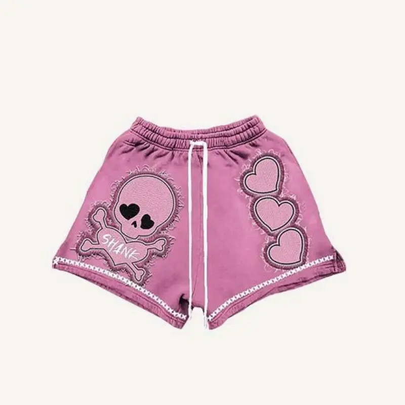 Printed Summer Loose Drawstring Fringed Fabric Shorts