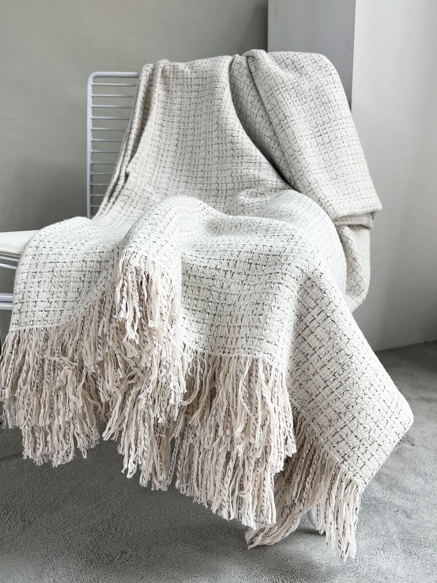 Retro Blanket In Brown-gray Wabi-sabi-style Bed Runner Or Throw