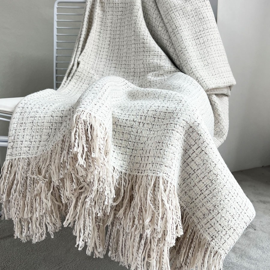 Retro Blanket In Brown-gray Wabi-sabi-style Bed Runner Or Throw