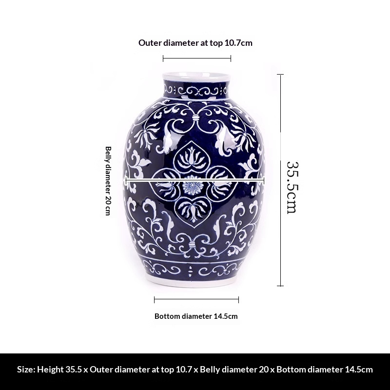 Blue And White Porcelain Vase For French Living Room