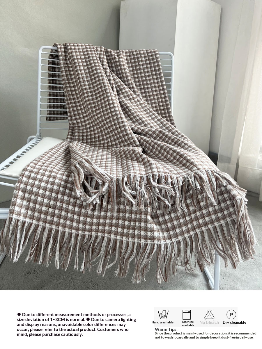 Retro Blanket In Brown-gray Wabi-sabi-style Bed Runner Or Throw