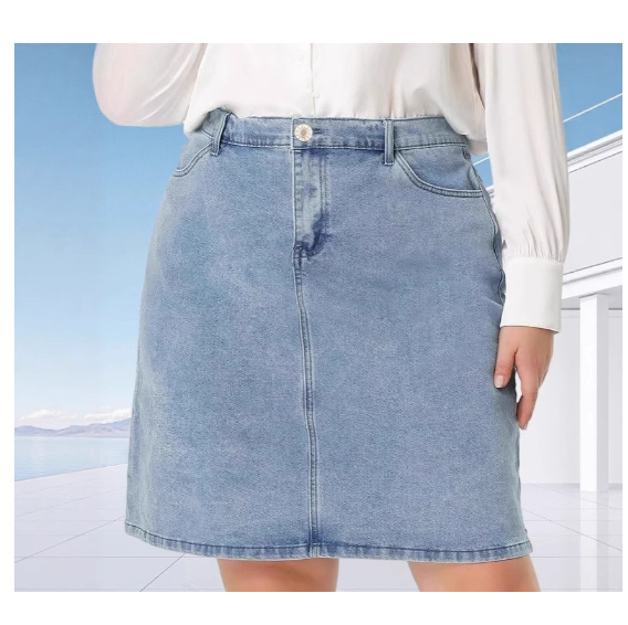 Womens High-waisted Loose-fitting, Versatile Denim Skirt