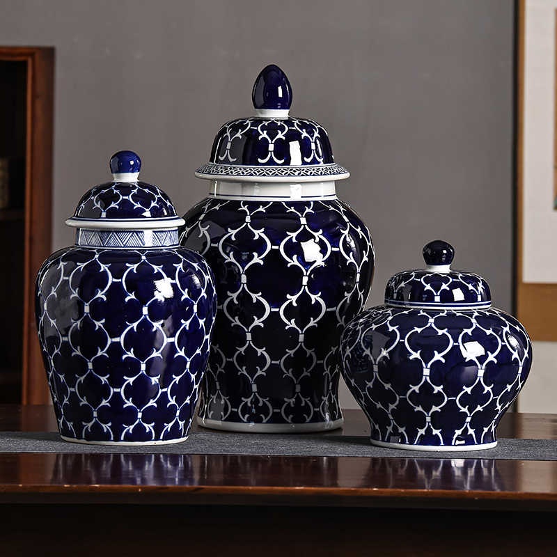 Blue And White Porcelain Vase For French Living Room