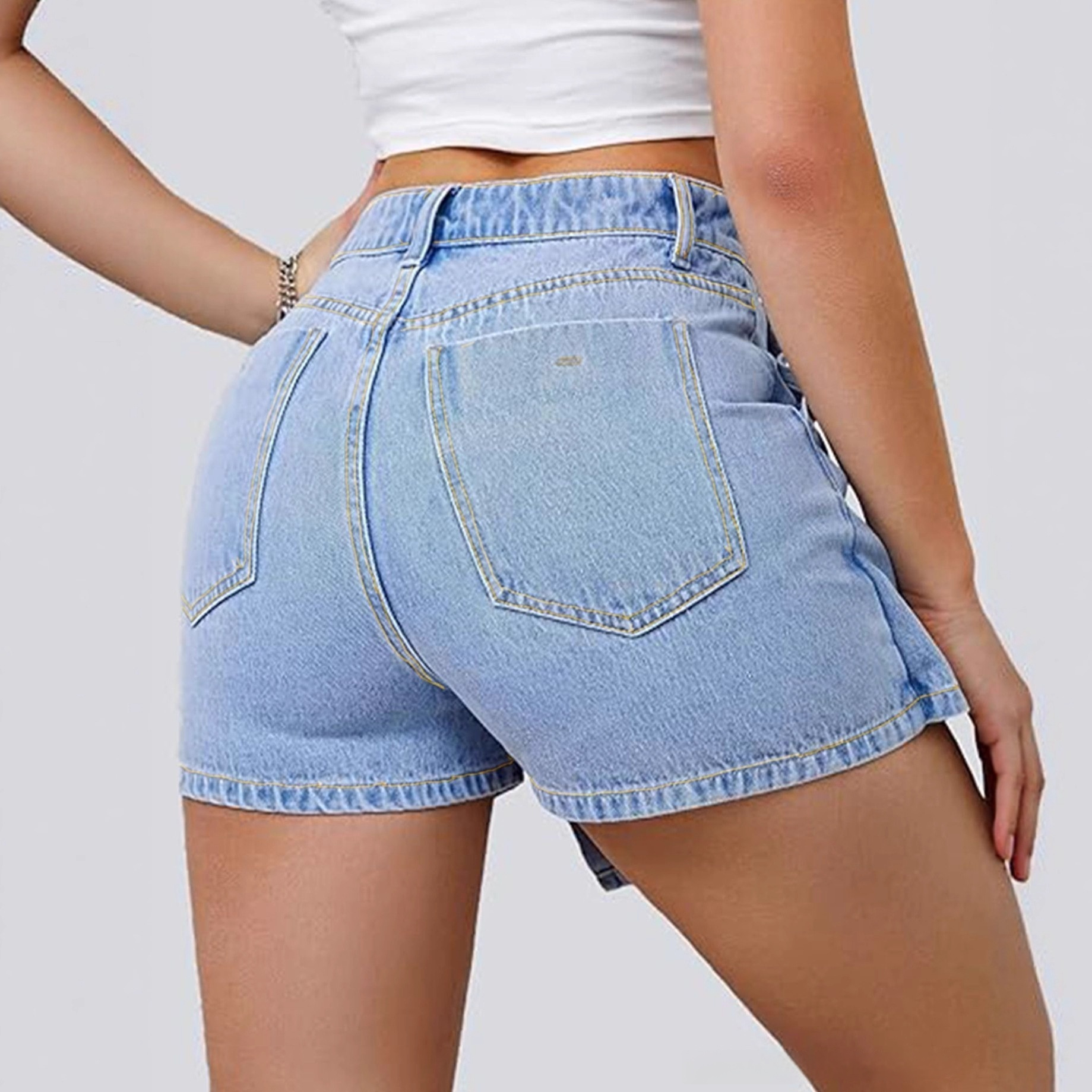 Irregular High-waisted Stretch Womens Denim Skirt Pants