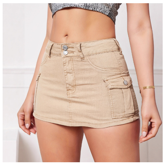 Womens Solid-Color Mid-Waist Slim-Fit Bodycon Skirt