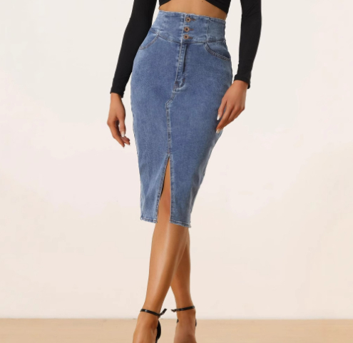 Womens High-Waisted Irregular New Denim Skirt