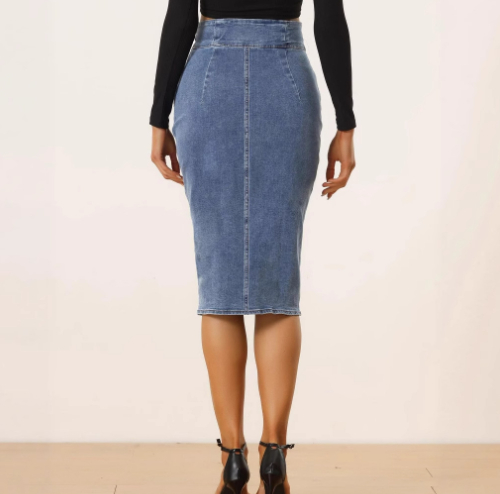 Womens High-Waisted Irregular New Denim Skirt