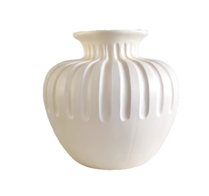 Midi-Modern Beige Ceramic Vase Light-Luxury Artistic Vase Decoration