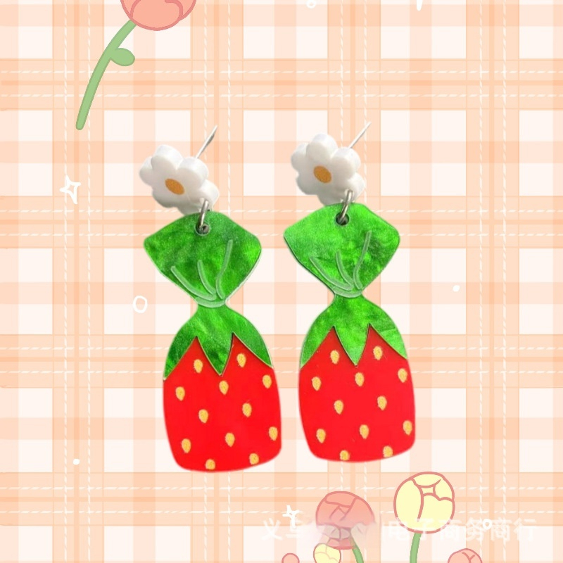 Sweet Floral Strawberry Earrings For Women