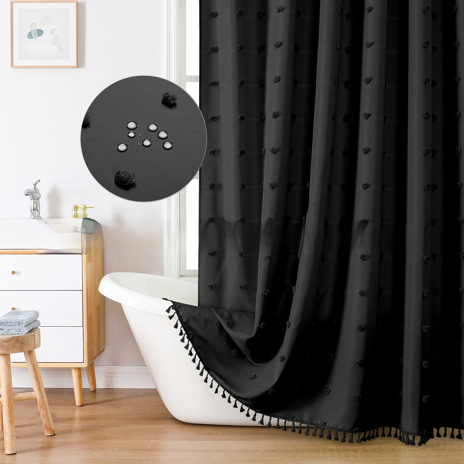 Polyester Simple Hydrangea Cut Shower Curtain