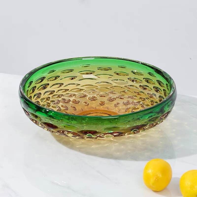 Jade Bubble Glass Serving Tray For Snacks In The Living Room