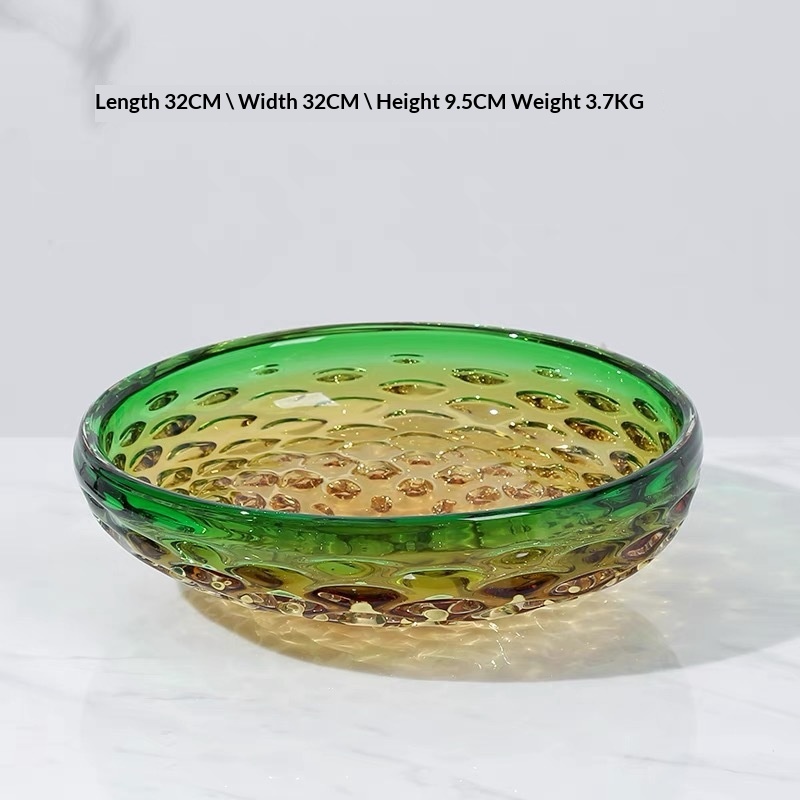 Jade Bubble Glass Serving Tray For Snacks In The Living Room