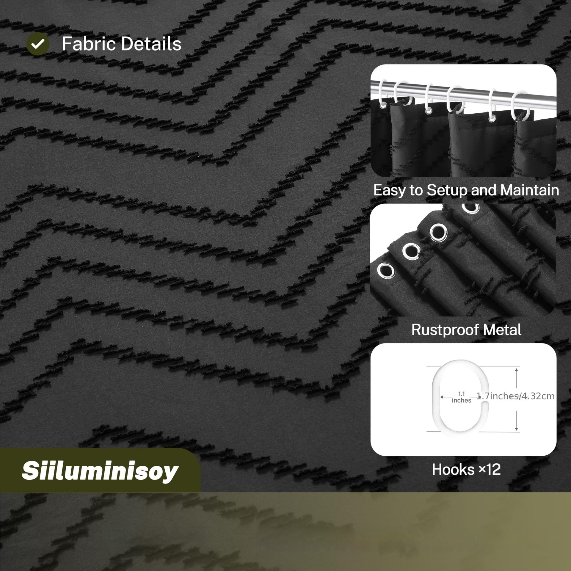 Thickened Solid-Color Bohemian Cut-Out Waterproof Shower Curtain