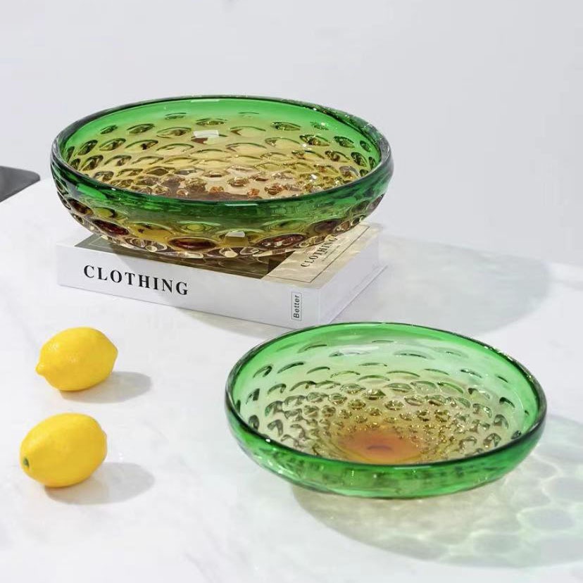 Jade Bubble Glass Serving Tray For Snacks In The Living Room