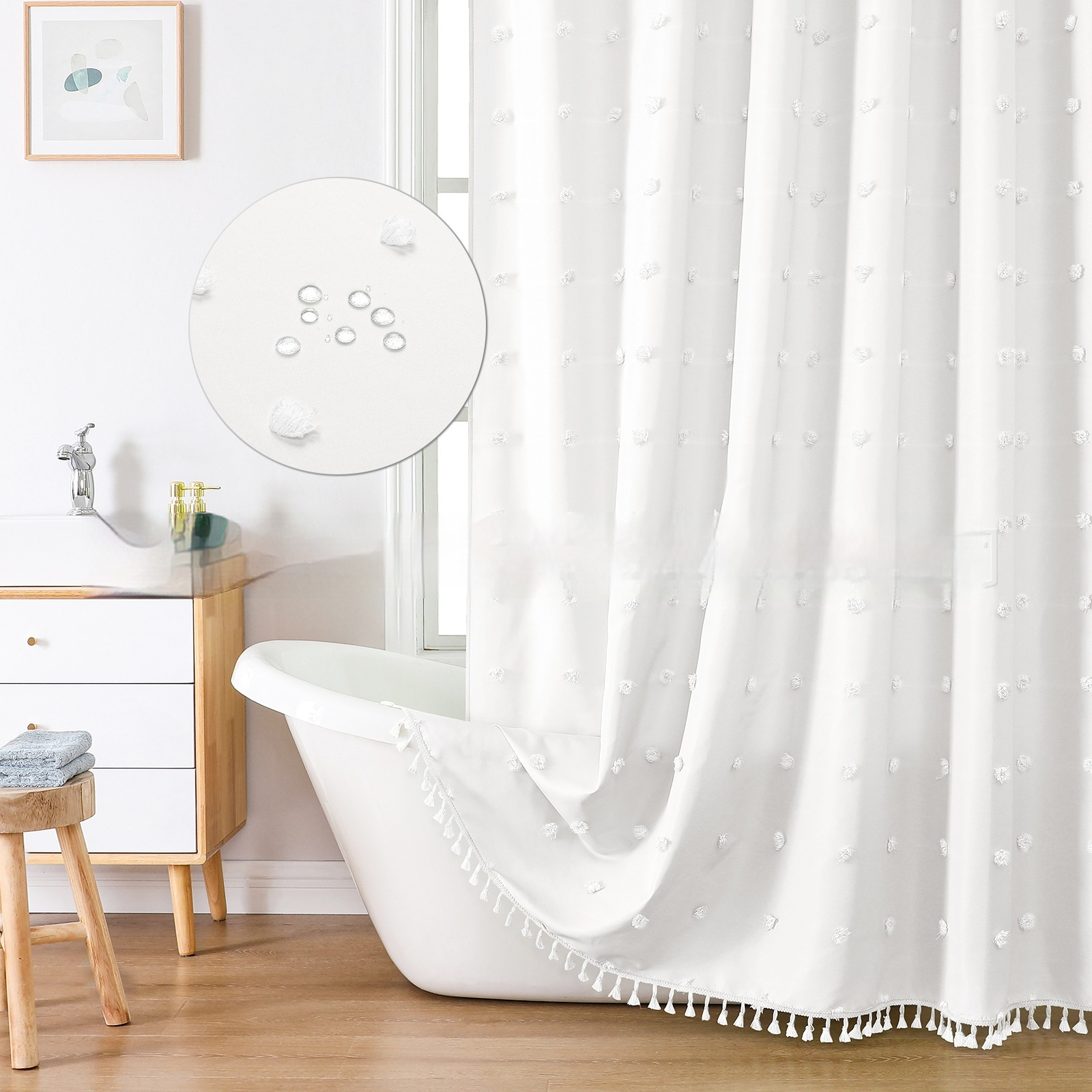 Polyester Simple Hydrangea Cut Shower Curtain