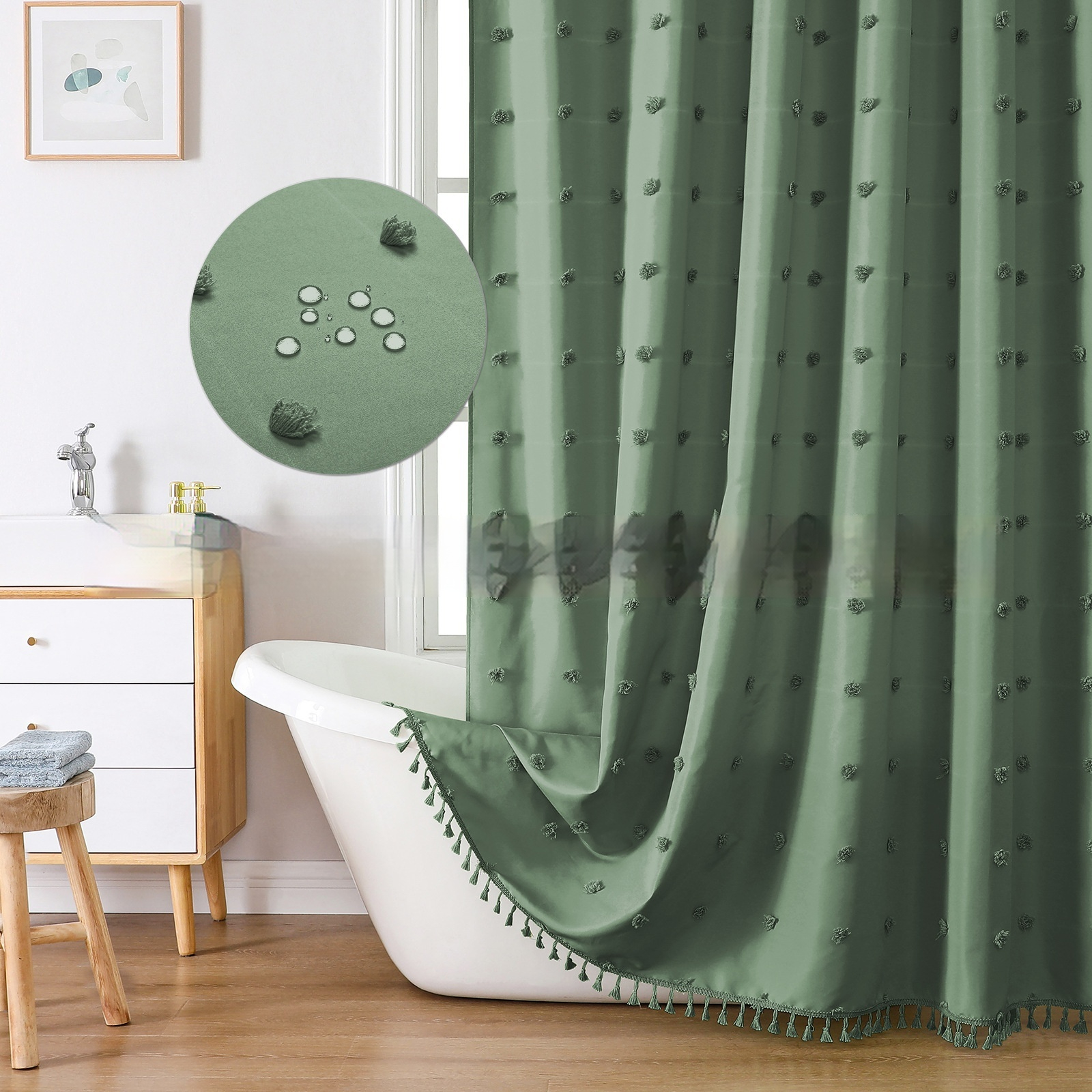 Polyester Simple Hydrangea Cut Shower Curtain