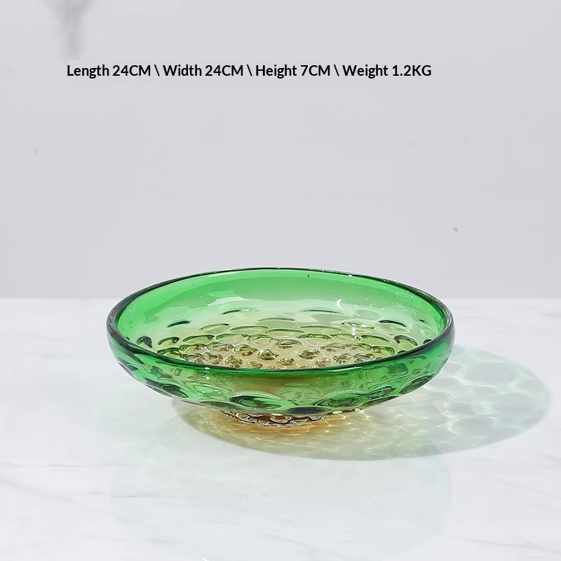 Jade Bubble Glass Serving Tray For Snacks In The Living Room