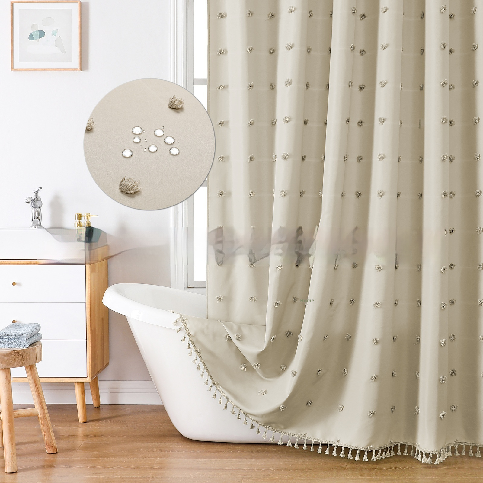 Polyester Simple Hydrangea Cut Shower Curtain