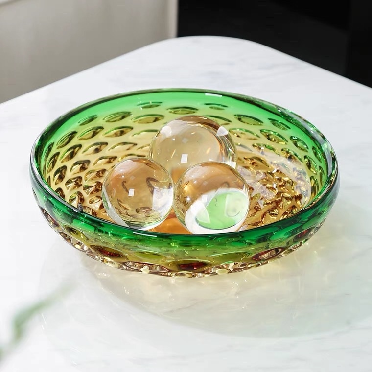 Jade Bubble Glass Serving Tray For Snacks In The Living Room