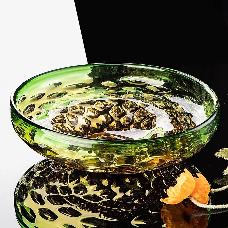 Jade Bubble Glass Serving Tray For Snacks In The Living Room