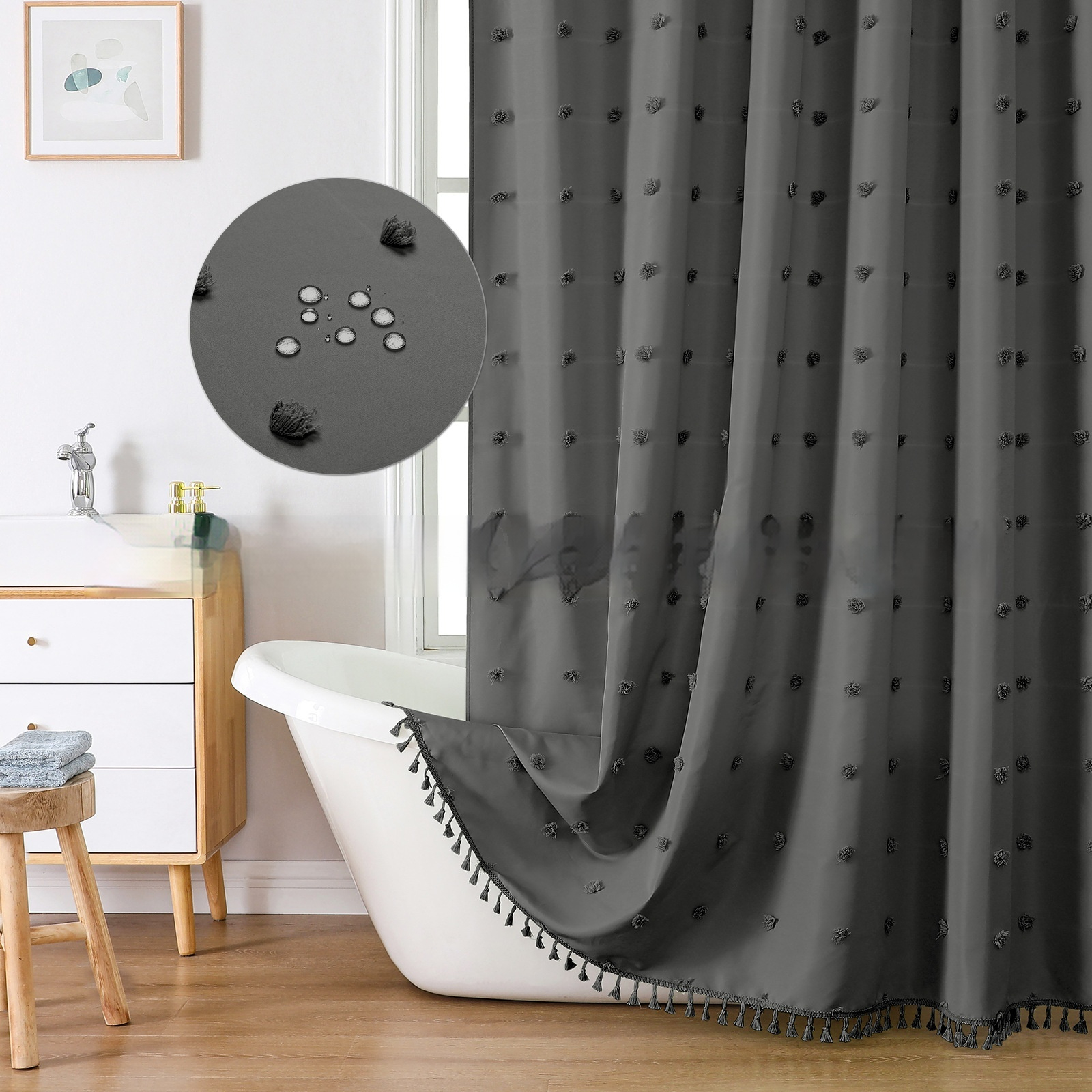 Polyester Simple Hydrangea Cut Shower Curtain