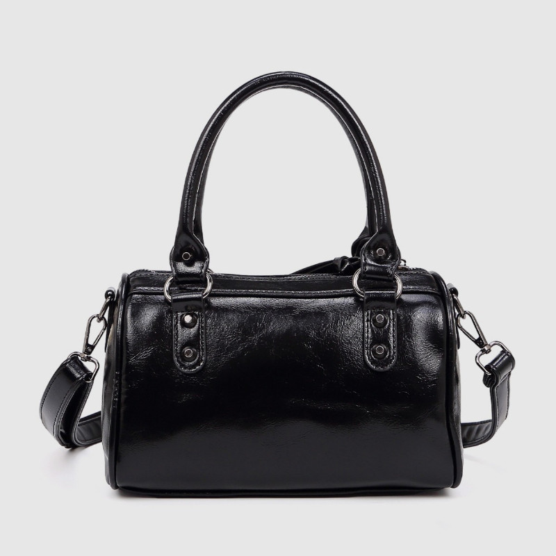 Fashionable Studded Large-capacity Pillow Racing Bowling Biker-inspired Tote And Shoulder Bag