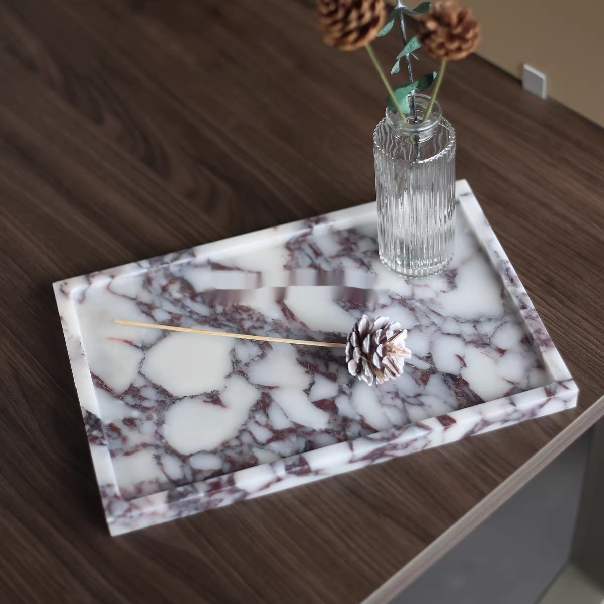 Luxury Natural Marble Rectangular Bathroom Storage Tray