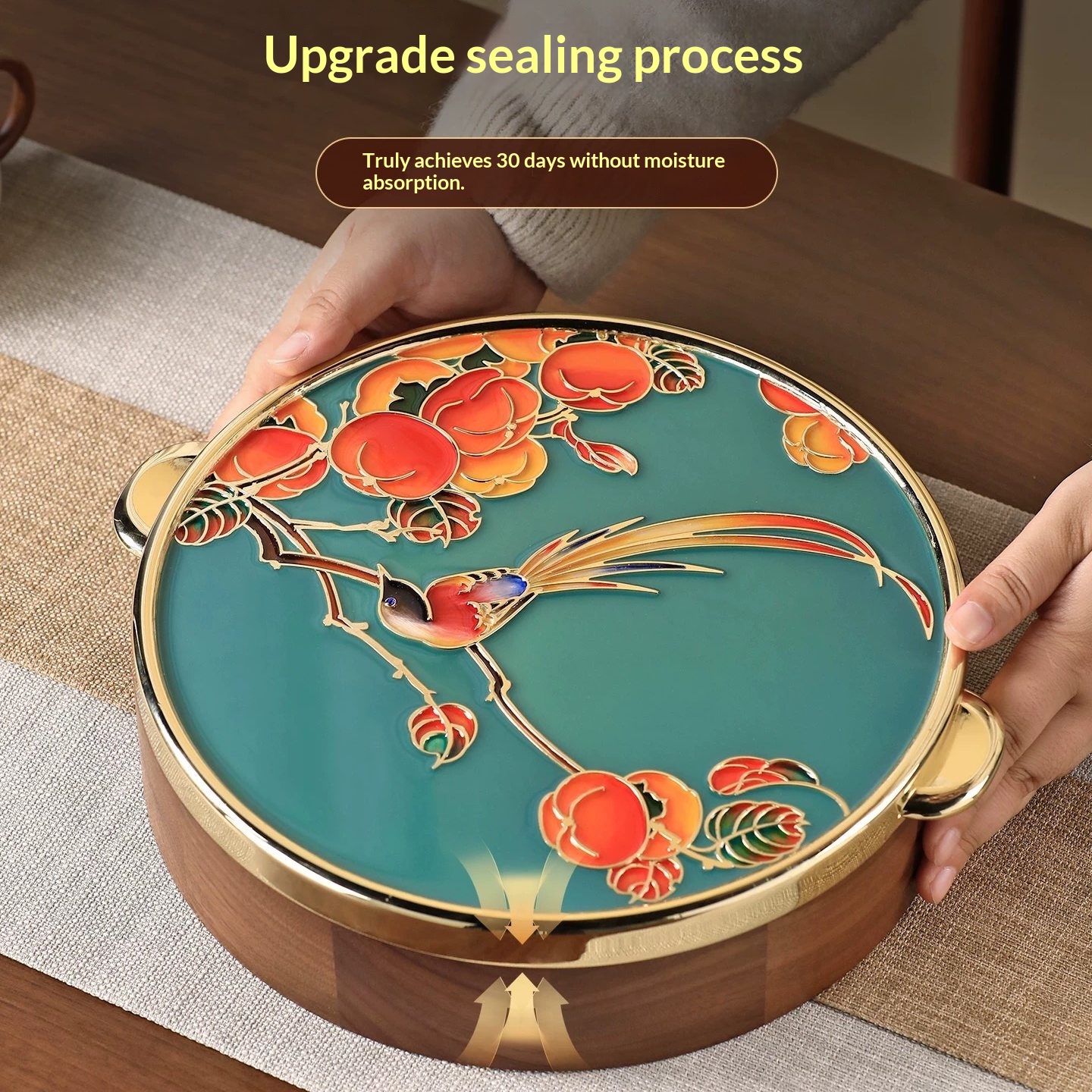 Chinese Enamel Nightstand Nut Box