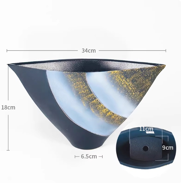 Triangular Ceramic Vase Crafted By Hand Perfect For Zen-inspired Floral Arrangements