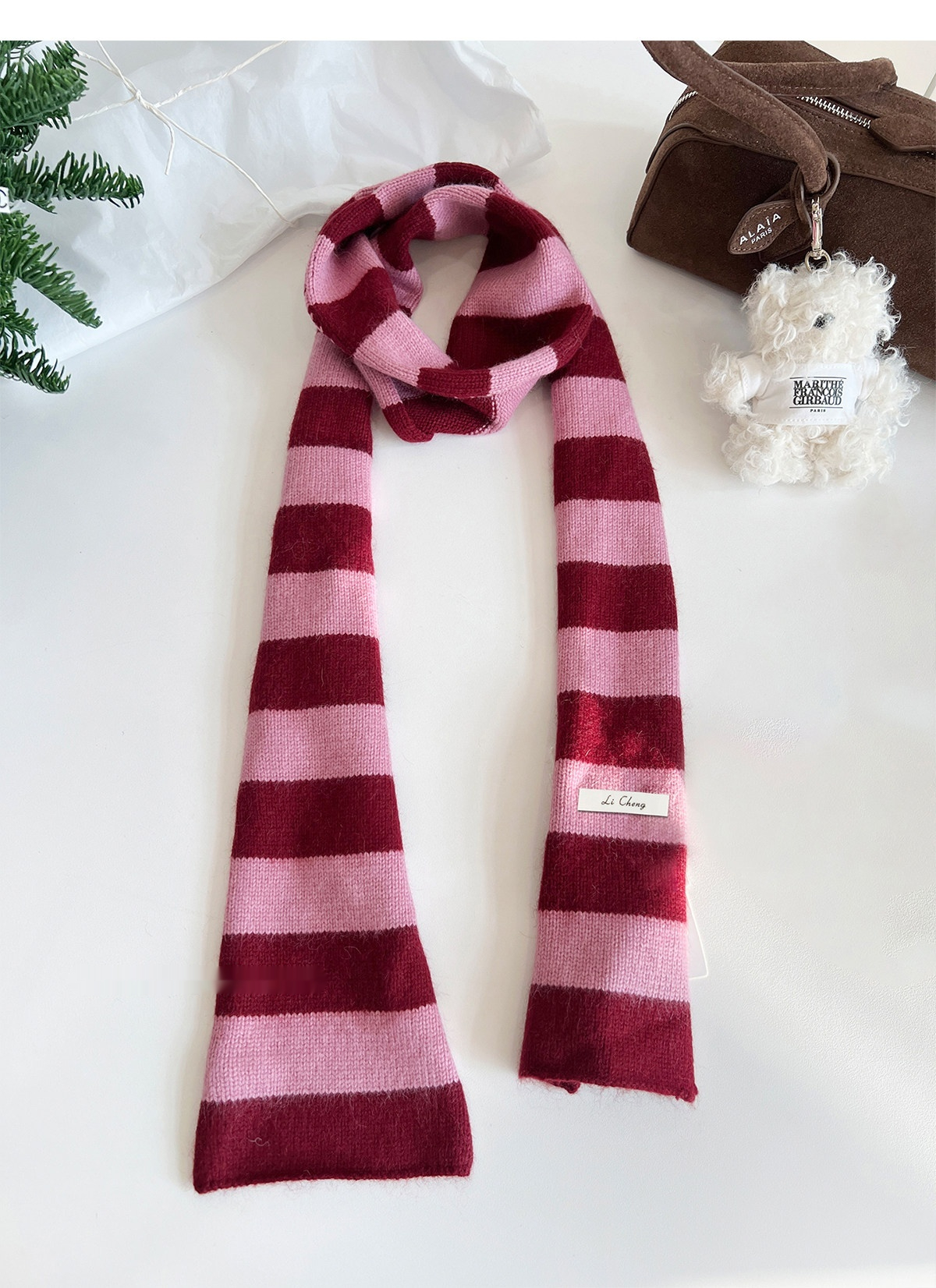 Wool Knitted Narrow Striped All-match Neck Warmer